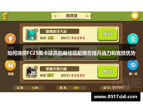 如何选择FC25黑卡球员的最佳搭配组合提升战力和竞技优势